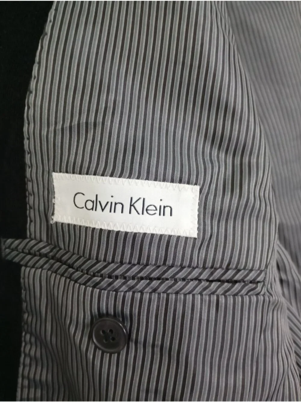 Calvin Klein Black Corduroy Blazer 36R Notch Lapel Fully Lined 100% Cotton Mens